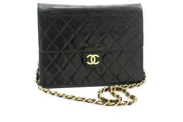 CHANEL Small Chain Shoulder Bag Clutch Black Quilted Flap Lambskin j60 hannari-shop