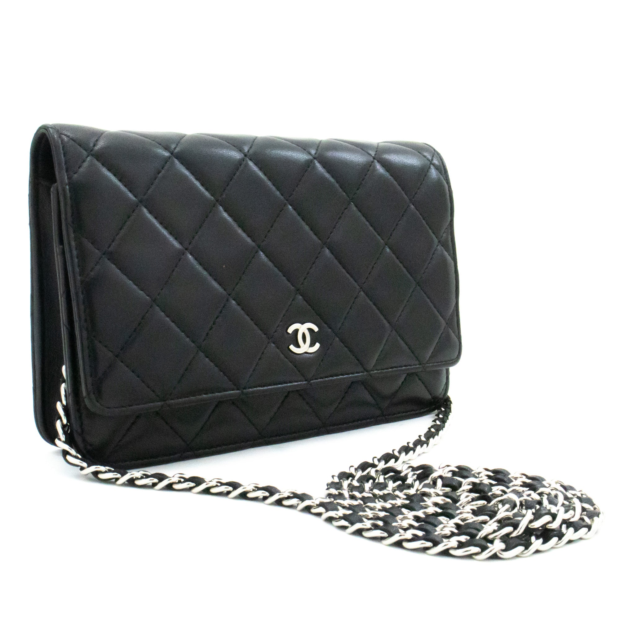 chanel wallet on chain black caviar leather bag