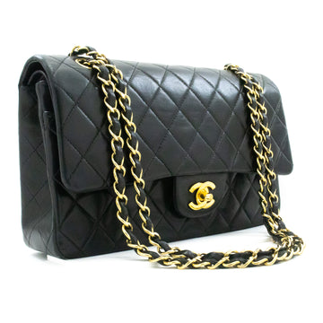 CHANEL Classic Double Flap Medium Chain Shoulder Bag Black Lamb k61 hannari-shop