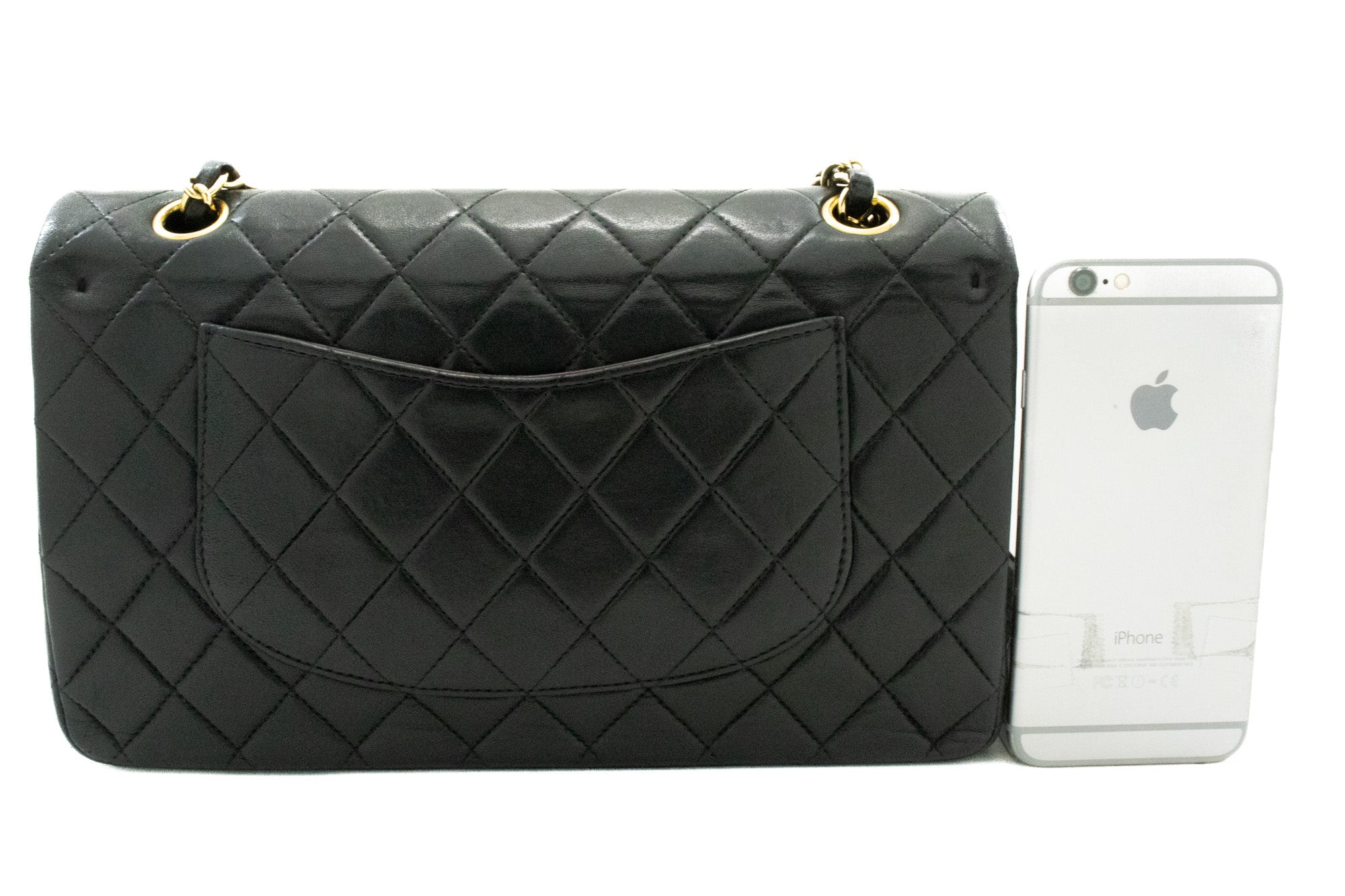 Chanel Classic Double Flap Medium Chain Shoulder Bag Black Lamb K61
