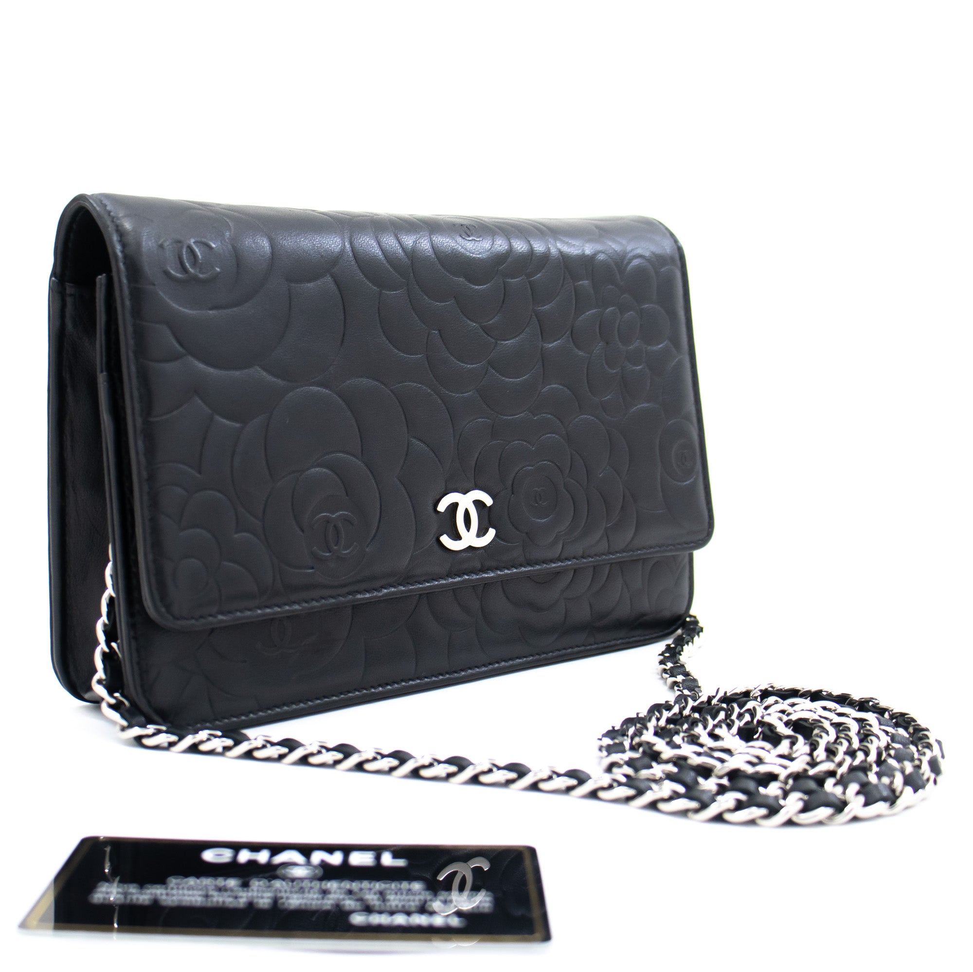 CHANEL Black Wallet On WOC Shoulder Bag k68 – hannari-shop