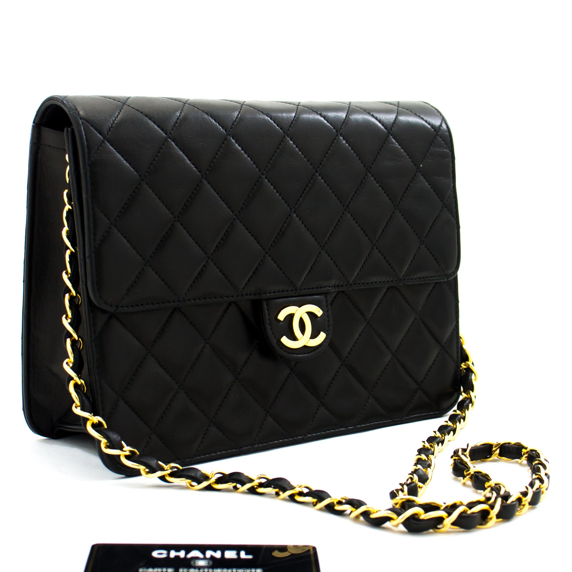 CHANEL Full Flap Chain Shoulder Bag Clutch Black Quilted
