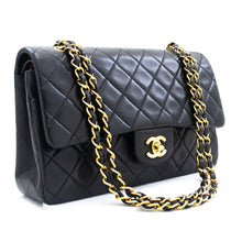 CHANEL Classic Double Flap 10" Chain Skuldertaske Sort Lammeskind k76 hannari-shop