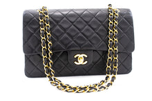CHANEL Classic Double Flap 10" Chain Skuldertaske Sort Lammeskind k76 hannari-shop