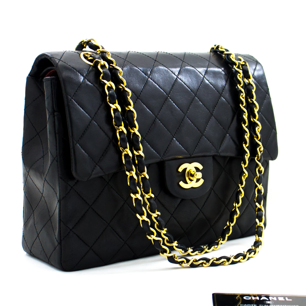 CHANEL Cowhide Leather Mini Chanel 2.55 Gold Buckle Chain Shoulder Bag Black
