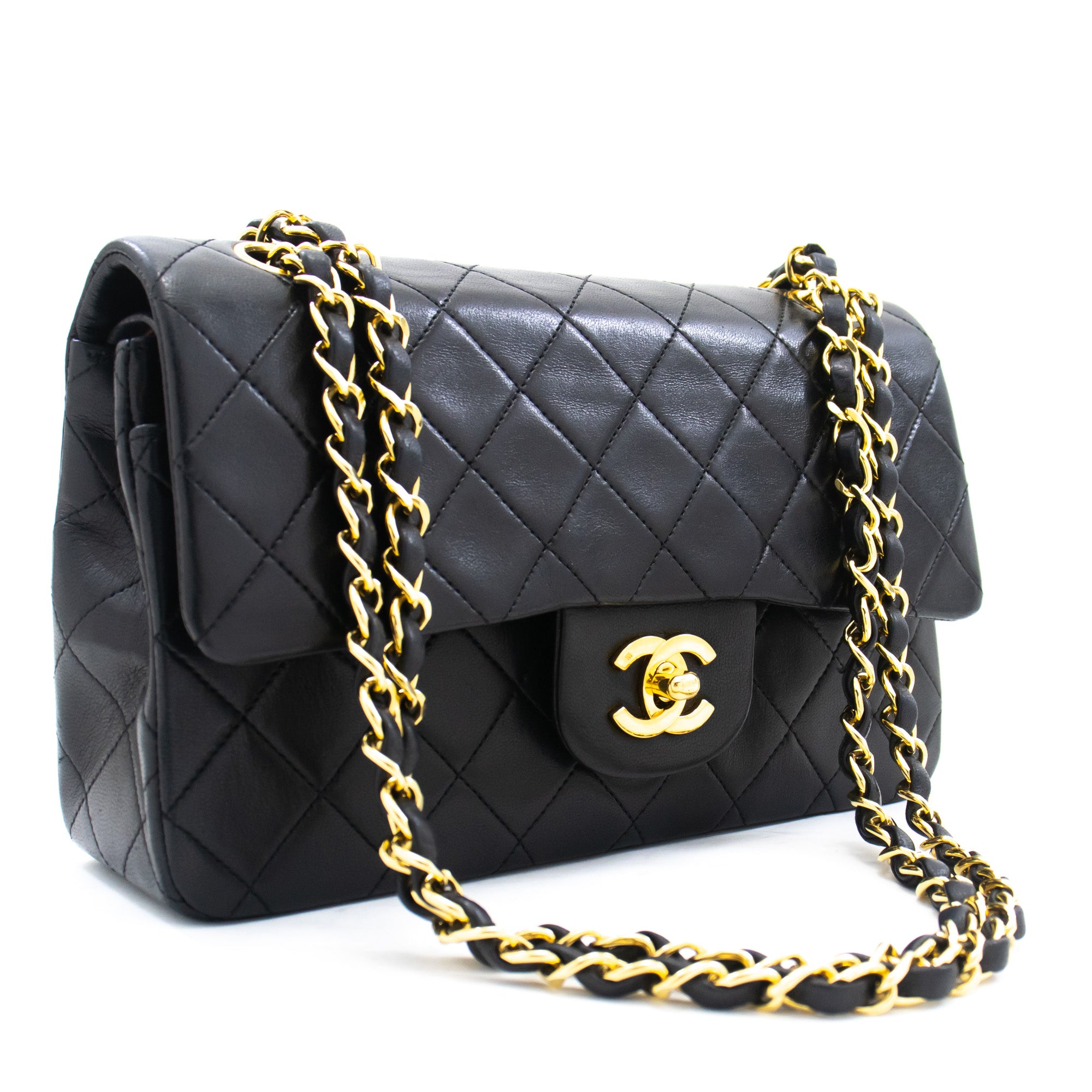 CHANEL 2.55 Double Flap 9 Chain Shoulder Bag Black Lambskin Quilt Leather  ref.517438 - Joli Closet