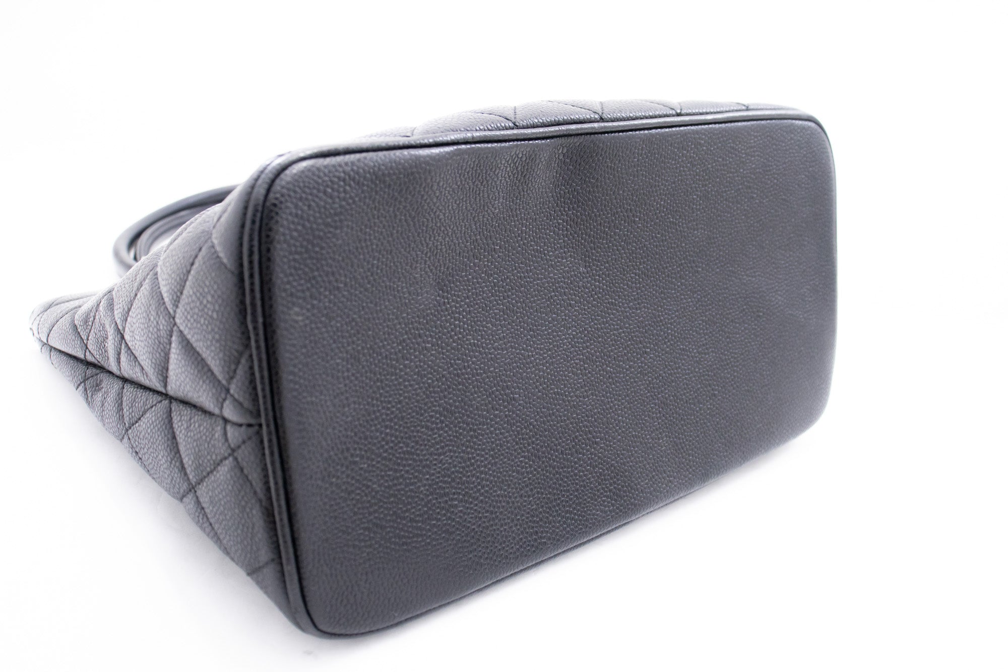 CHANEL Silver Medallion Caviar Shoulder Bag Shopping Tote Black k56 –  hannari-shop