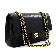 CHANEL 2.55 Double Flap Medium Chain Ramen Bag Black Lambskin h98 hannari-shop