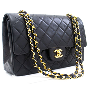 CHANEL Black Quilted Lambskin Vintage Medium Classic Double Flap