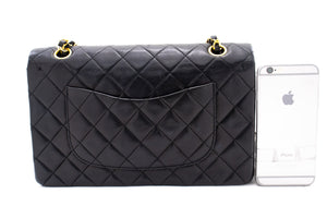 CHANEL Classic Double Flap Medium Chain Schoudertas Black Lamb k79 hannari-shop