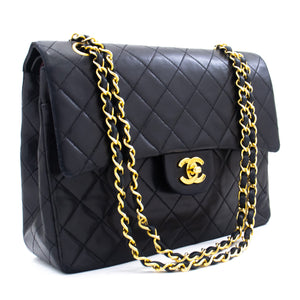 CHANEL Classic Double Flap Chain Skuldertaske Sort lammeskindspung k88 hannari-shop