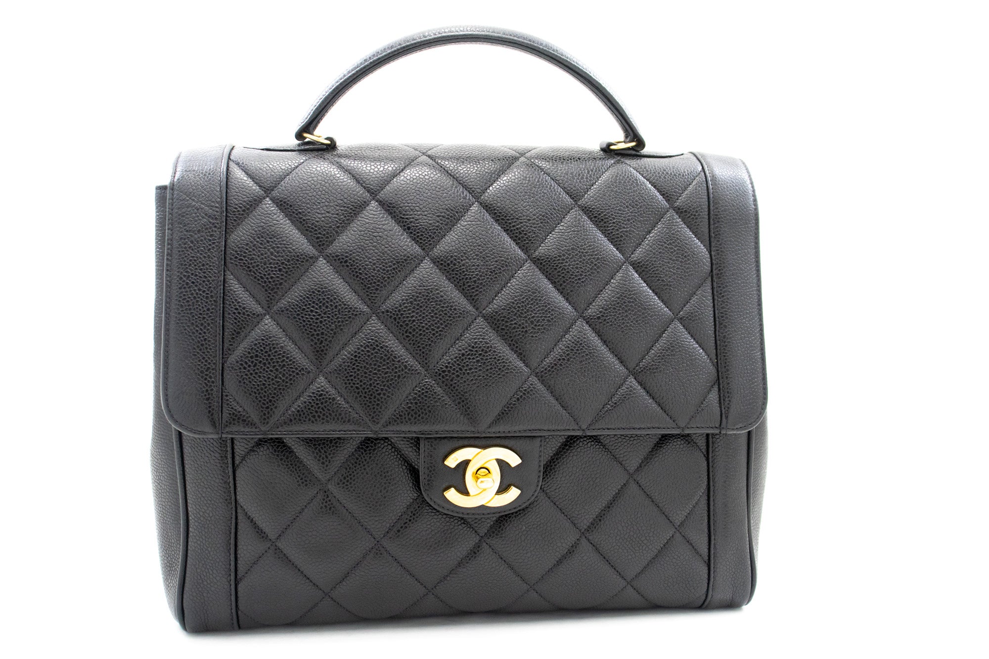 Chanel Part-Quilted Caviar Shoulder Bag