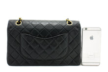 CHANEL 2.55 dobbeltklap mellemlang kæde skuldertaske sort lammeskind h93 hannari-shop