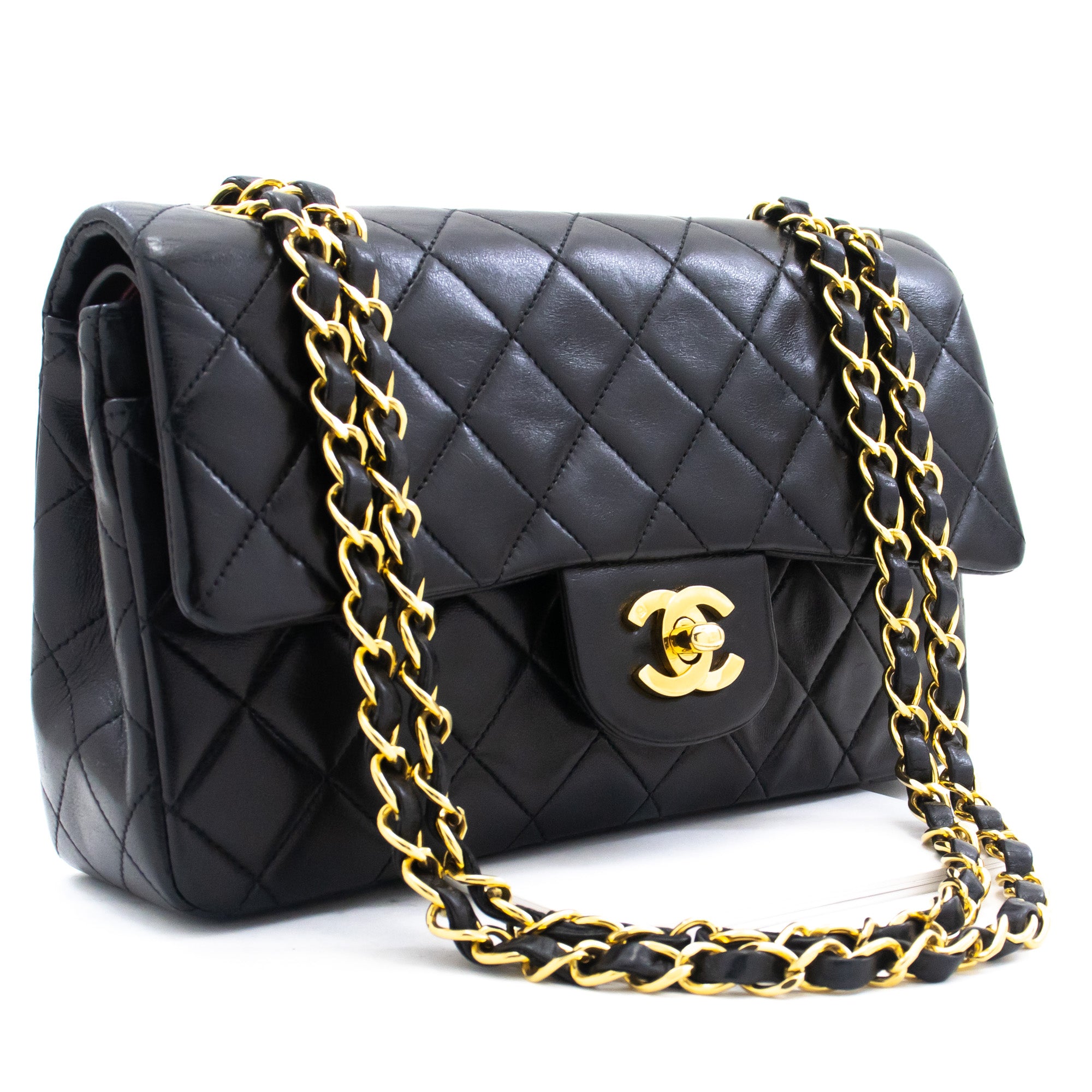 white patent leather chanel bag black