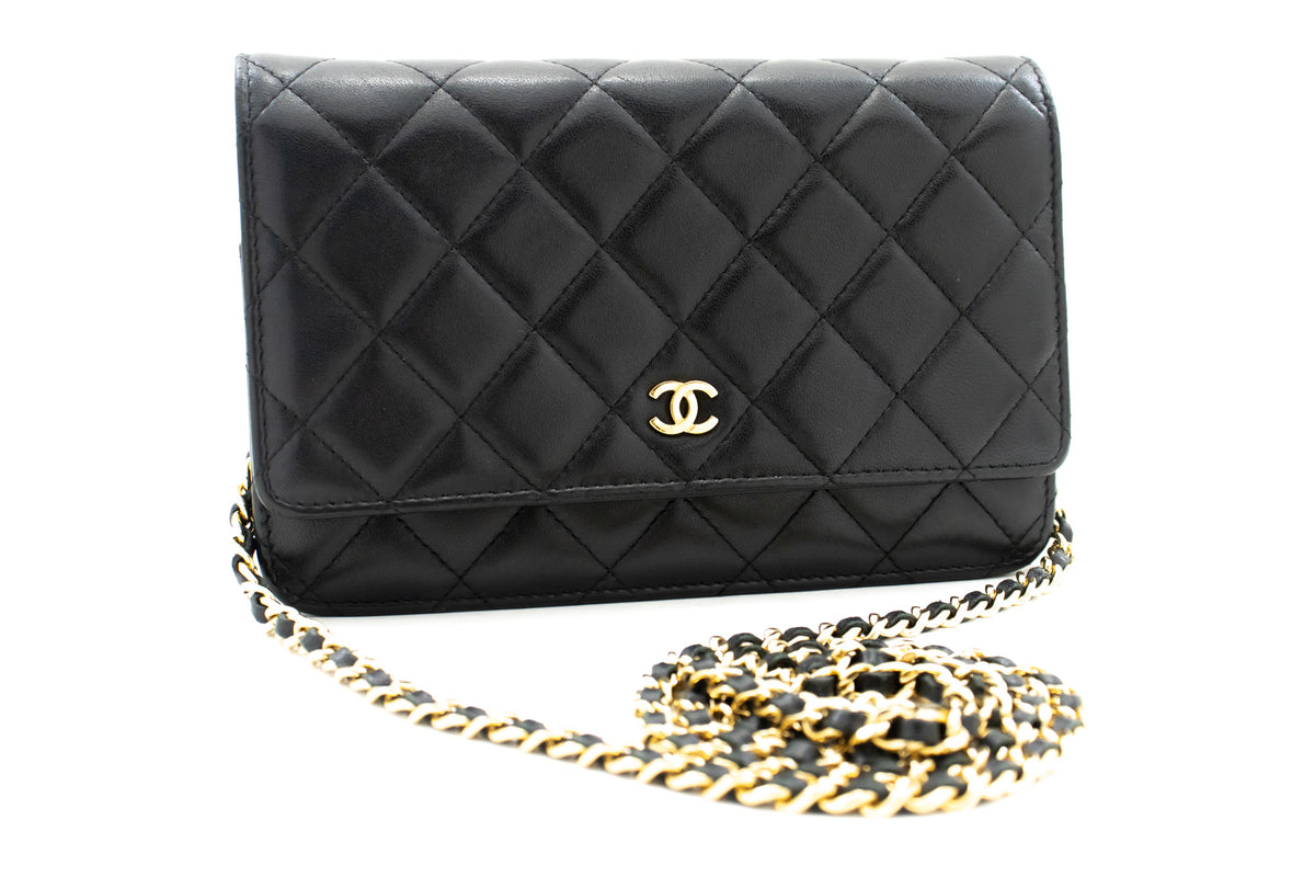 CHANEL Caviar Wallet On Chain WOC Black Shoulder Bag Crossbody i97