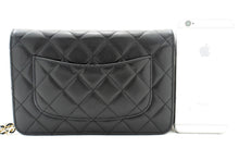 CHANEL Black Classic Wallet On Chain WOC Shoulder Bag Crossbody k89 hannari-shop