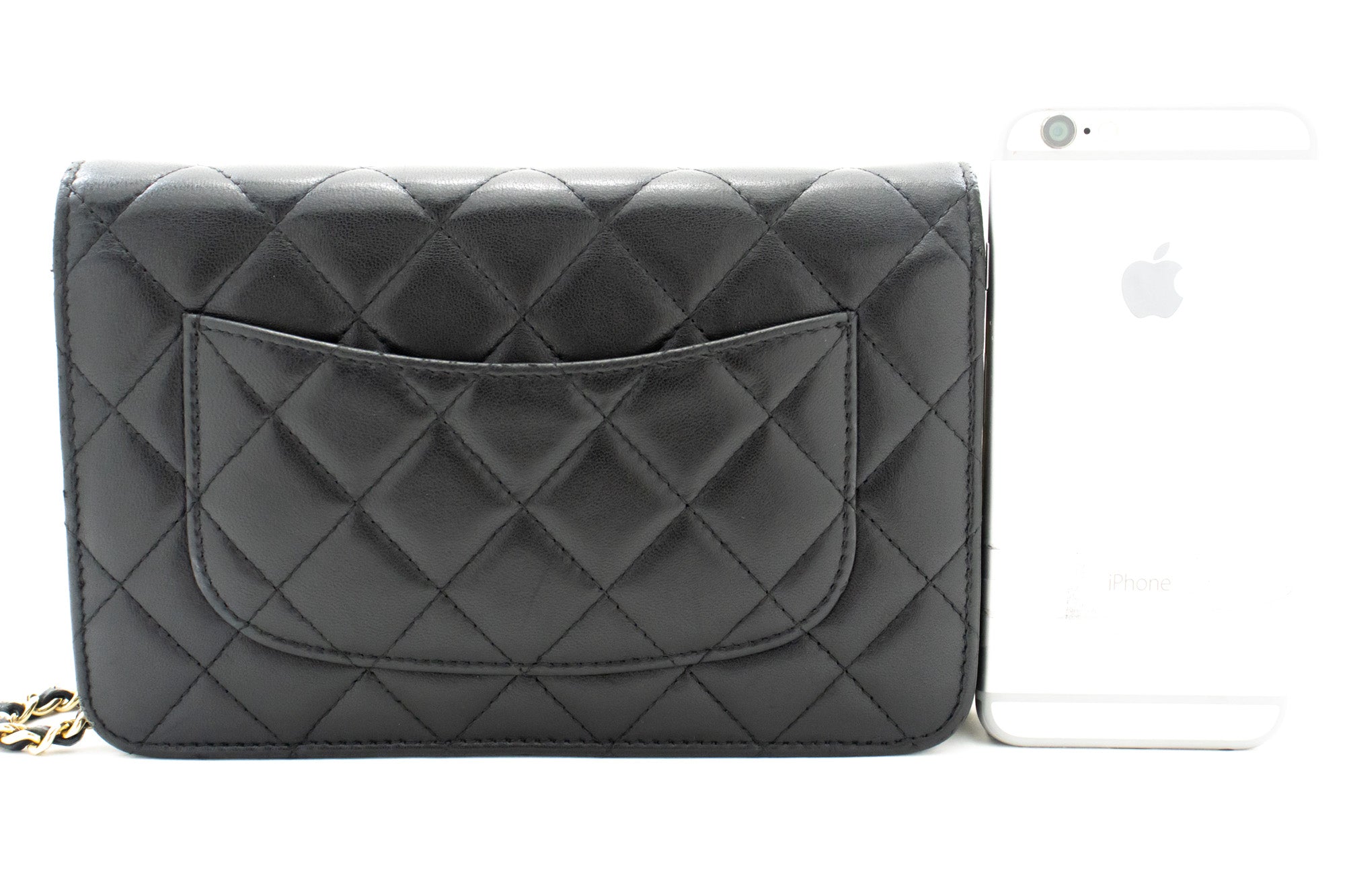 CHANEL Full Flap Chain Shoulder Bag Clutch Black Quilted Lambskin c18 