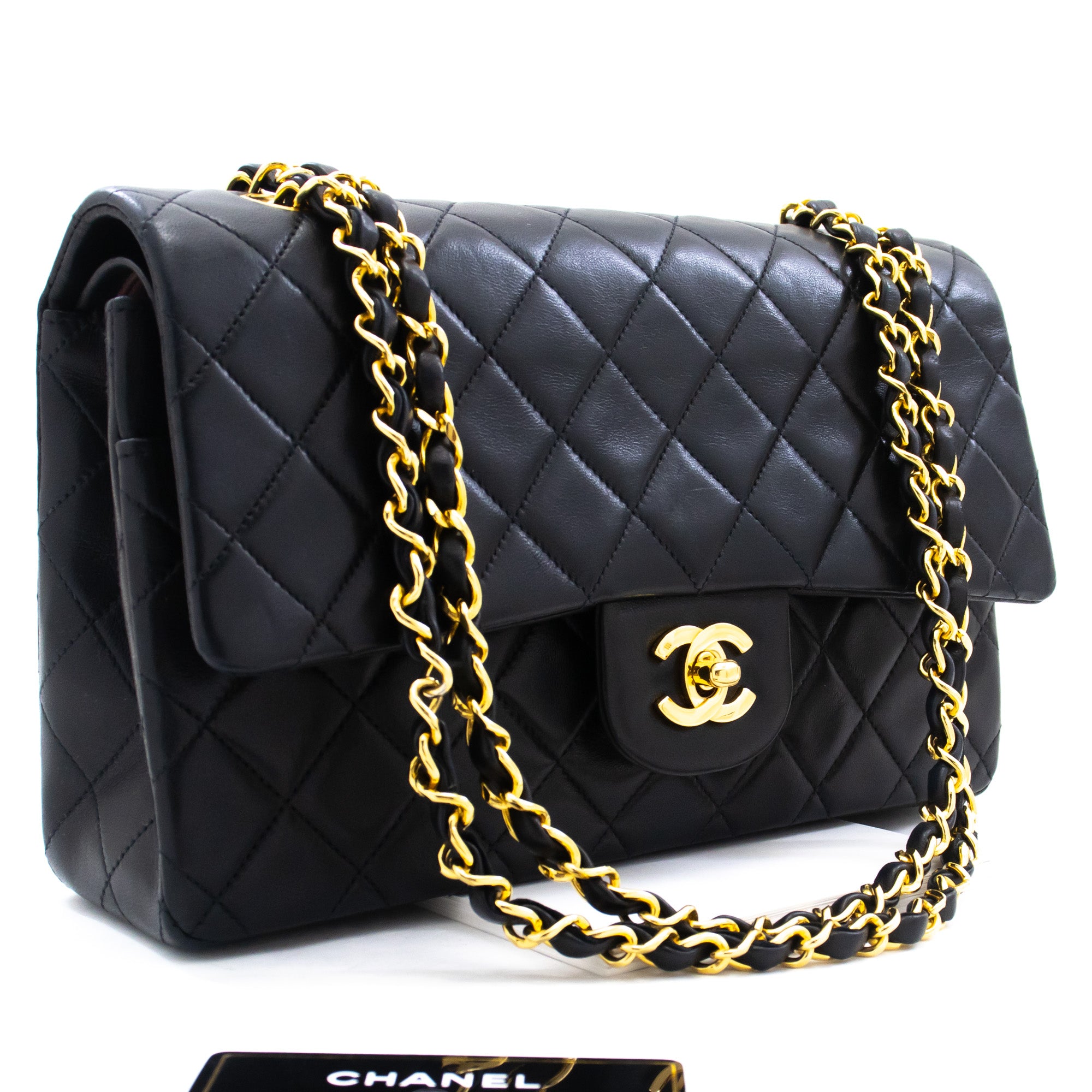 CHANEL, Bags, 222 Chanel Black Quilted Caviar Medium Classic Double Flap  Gold Hardware