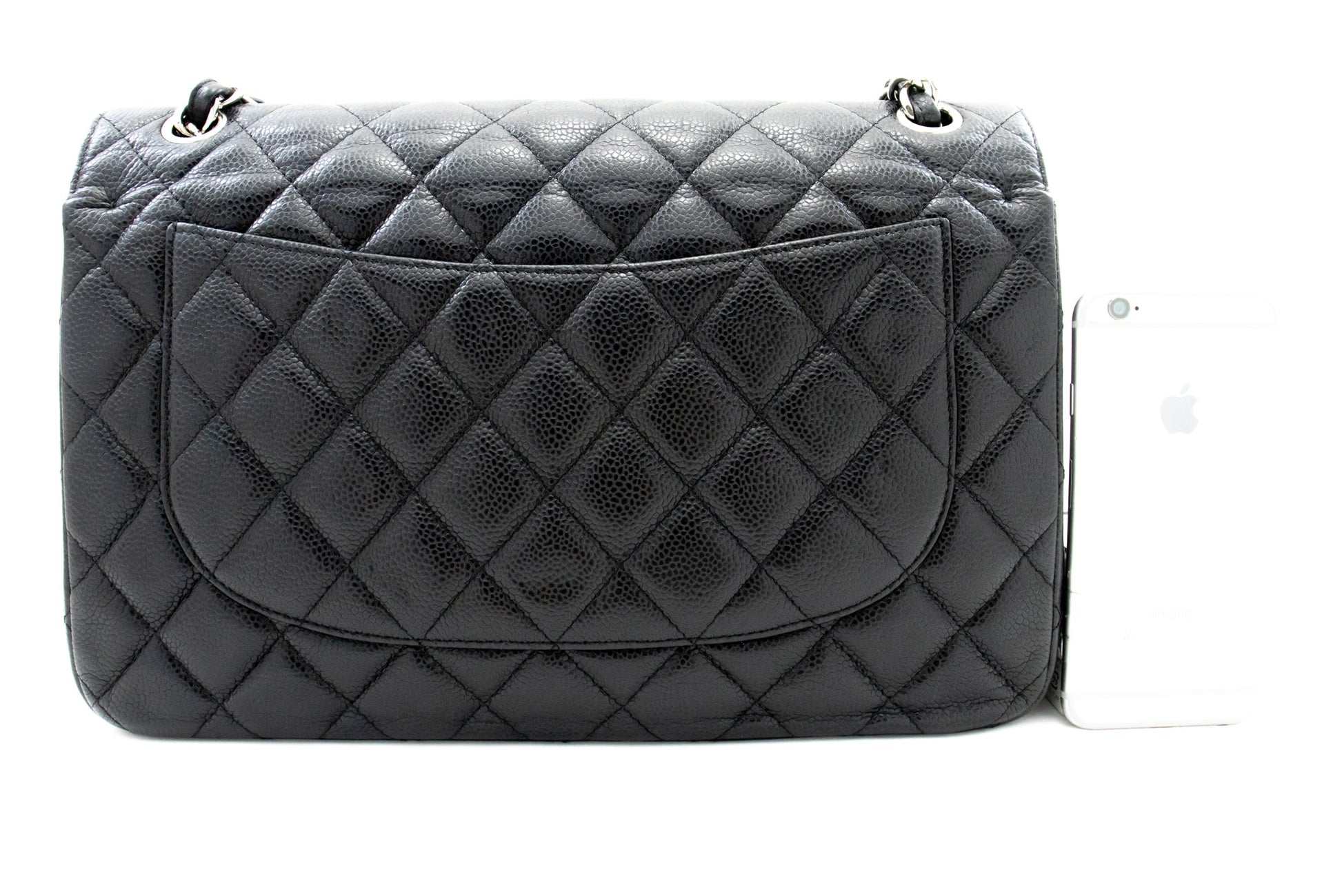 CHANEL Schultertasche Large Chain aus genarbtem Kalbsleder mit W-Flap SV Classic L06 hannari-shop