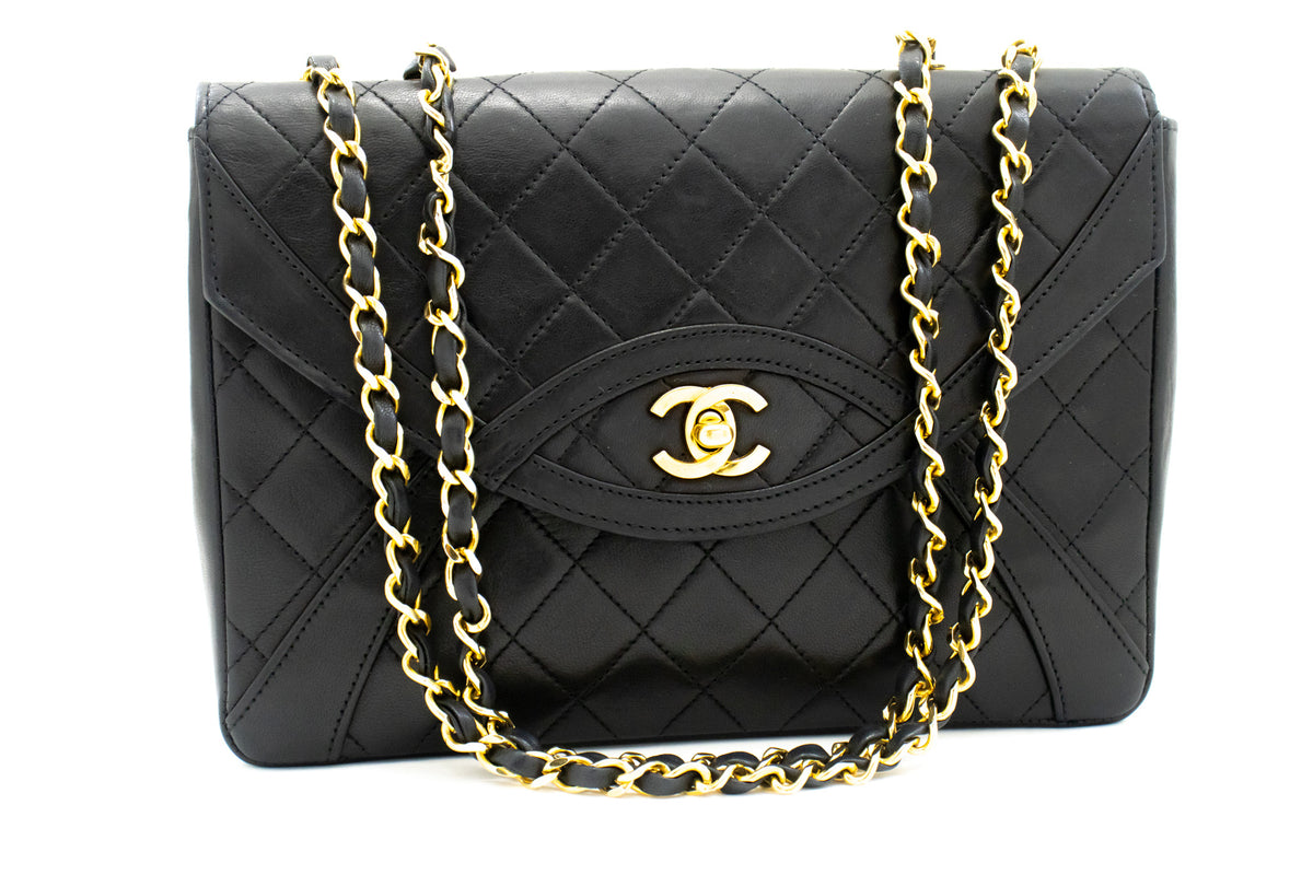 Chanel Vintage Classic Chain Shoulder Bag Single Flap Quilted Lamb L11