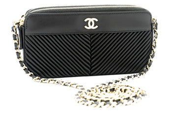 CHANEL V-Stitch Lambskin Wallet On Chain WOC Double Zip Chain Bag L14 hannari-shop
