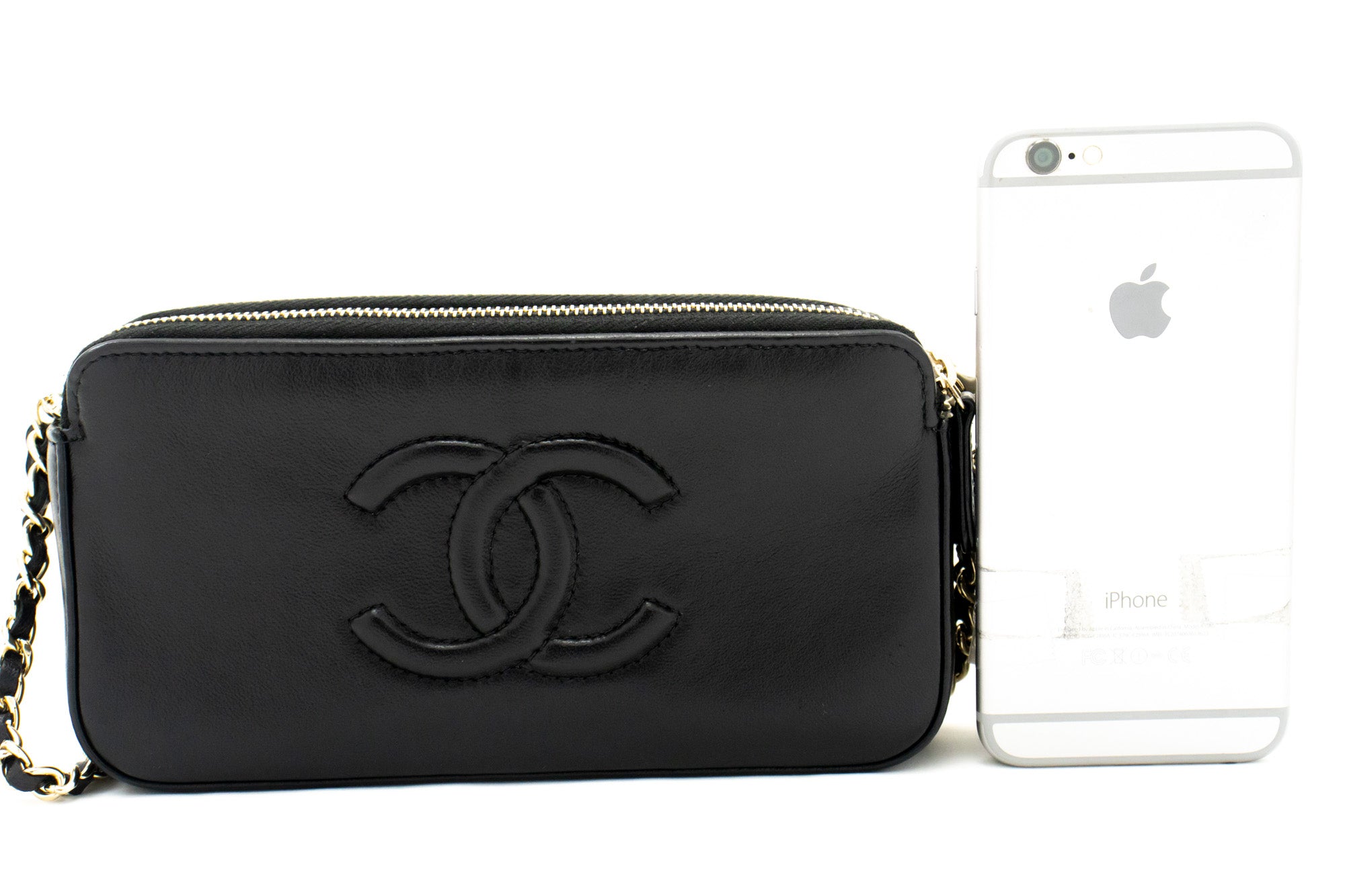 Chanel Vintage Lambskin Leather Stitched CC Logo Small Crossbody Chain Flap  Bag