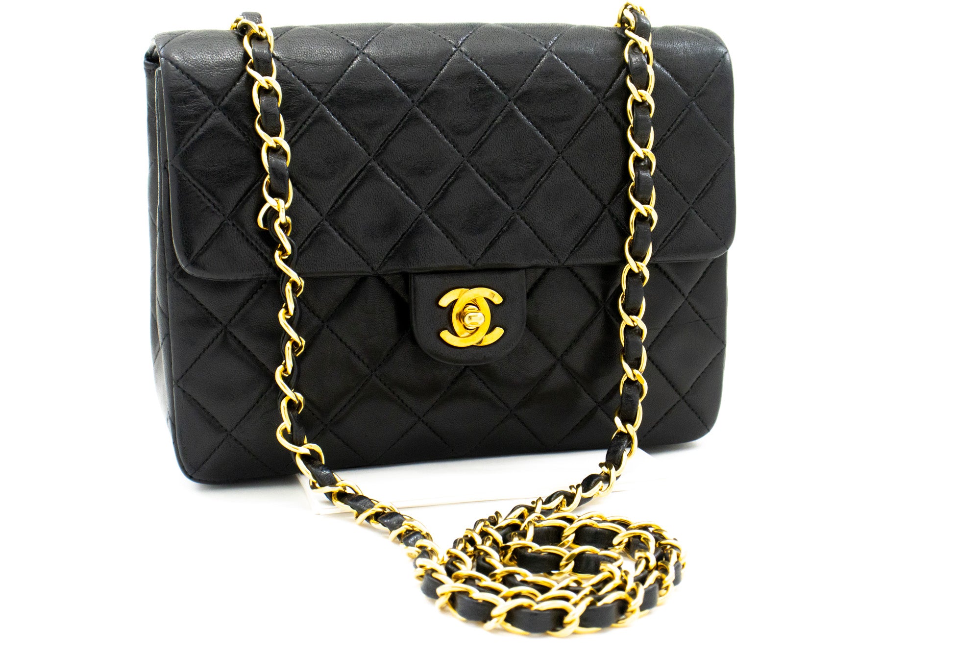 Flap Mini Crossbody bag in Caviar Leather, Gold Hardware