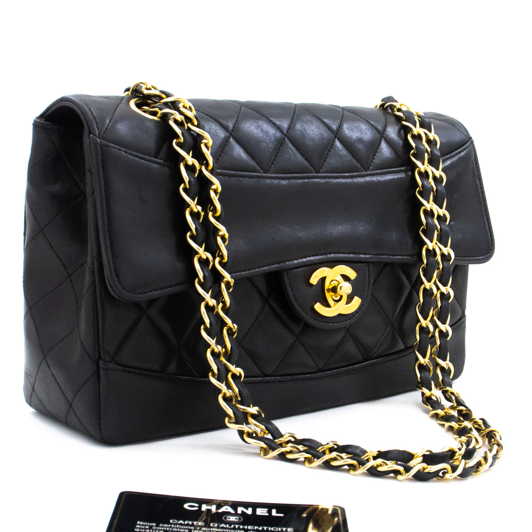 Chanel Mini Square Small Chain Shoulder Bag Crossbody Black Quilt F77