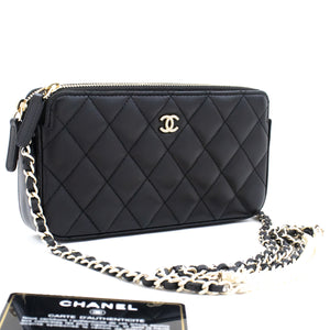 Handbags Chanel Chanel Quilted Double Zip Small Vanity Case in White Shiny Lambskin Leather