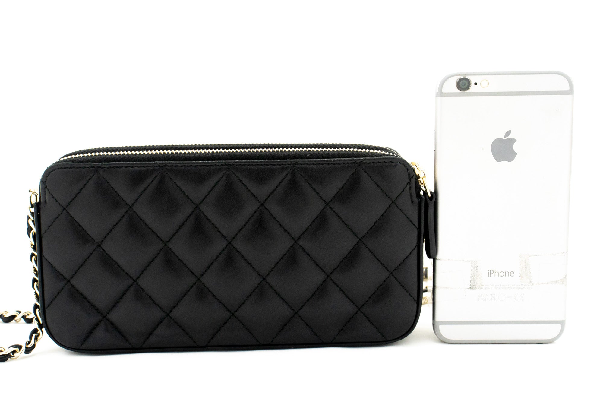 CHANEL Lambskin Pearl Wallet On Chain WOC Double Zip Chain Bag L17