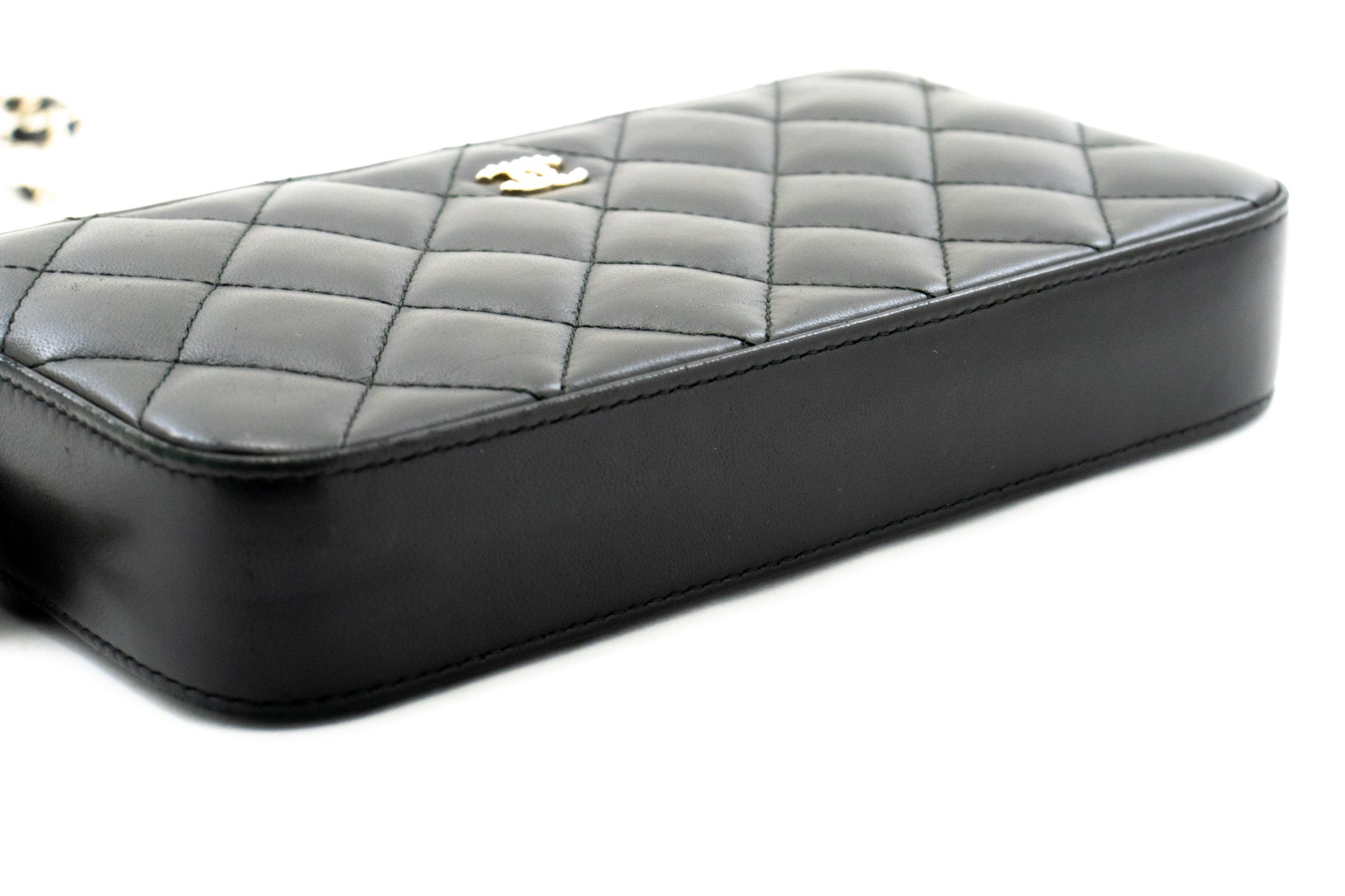 CHANEL Lambskin Pearl Wallet On Chain WOC Double Zip Chain Bag L17