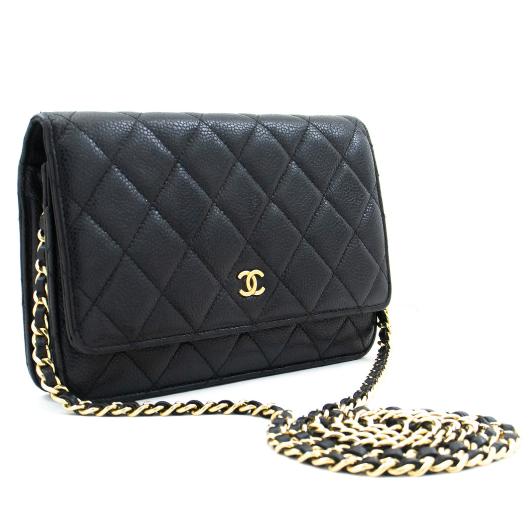 CHANEL Caviar Wallet On Chain WOC Black Shoulder Bag Crossbody L28 hannari-shop