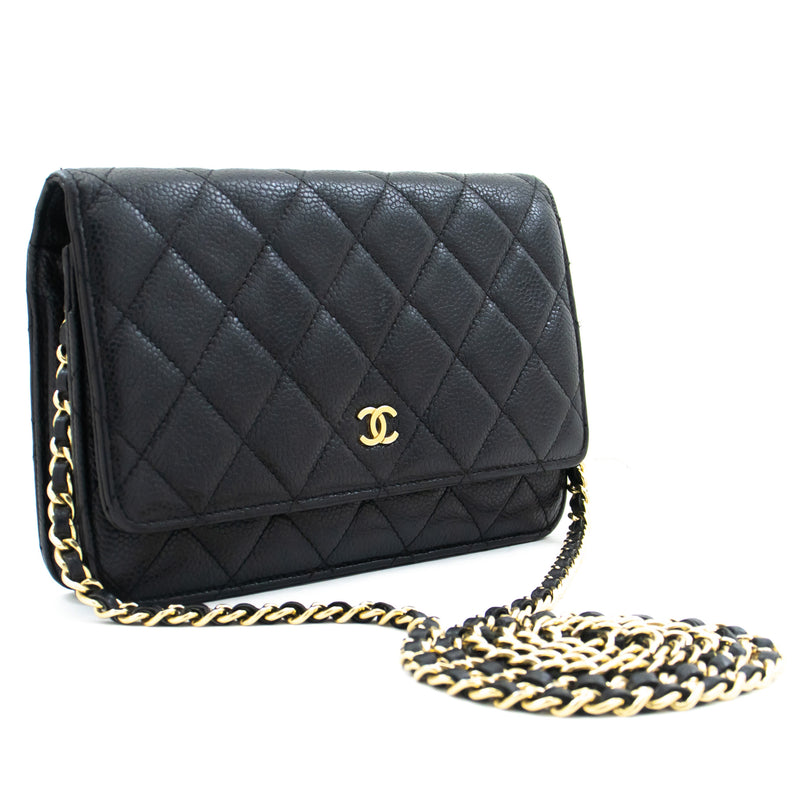CHANEL Full Flap Chain Shoulder Bag Clutch Black Quilted Lambskin