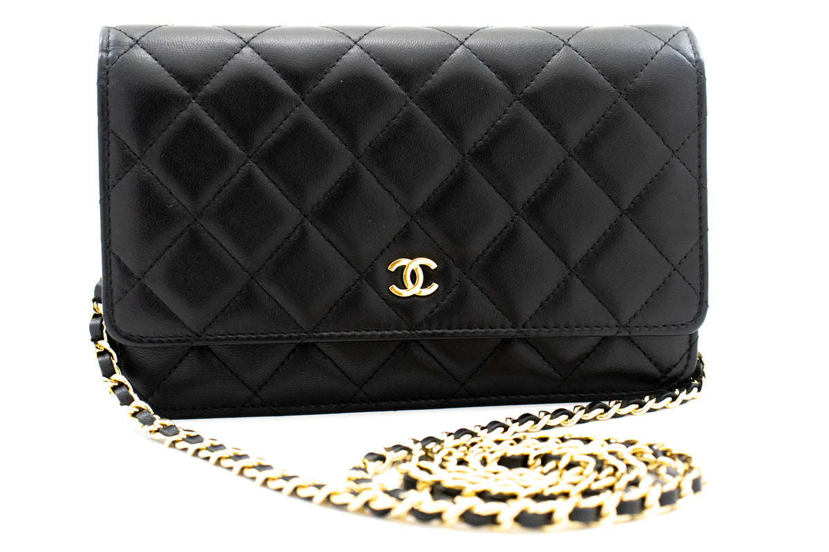 Chanel Classic Wallet on Chain, Black Lambskin with Gold Hardware, Preowned  in Box WA001