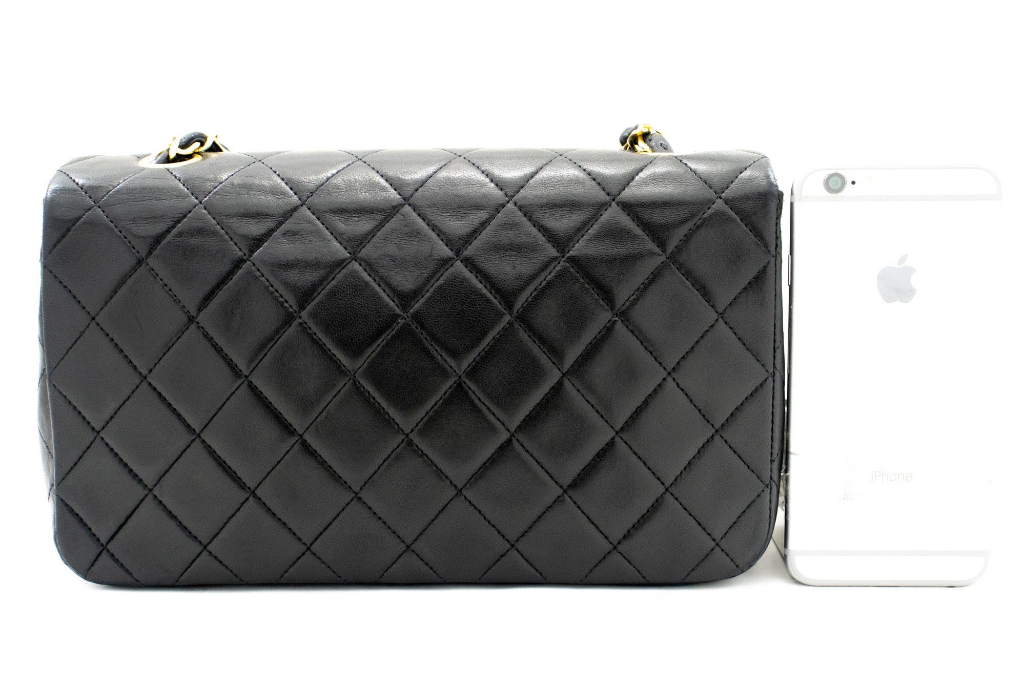 CHANEL Full Flap Chain Shoulder Bag Black Quilted Lambskin Leather L49 –  hannari-shop