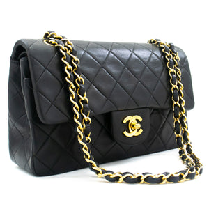 Chanel Chanel 9 Black Quilted Leather Shoulder Flap Bag Ex