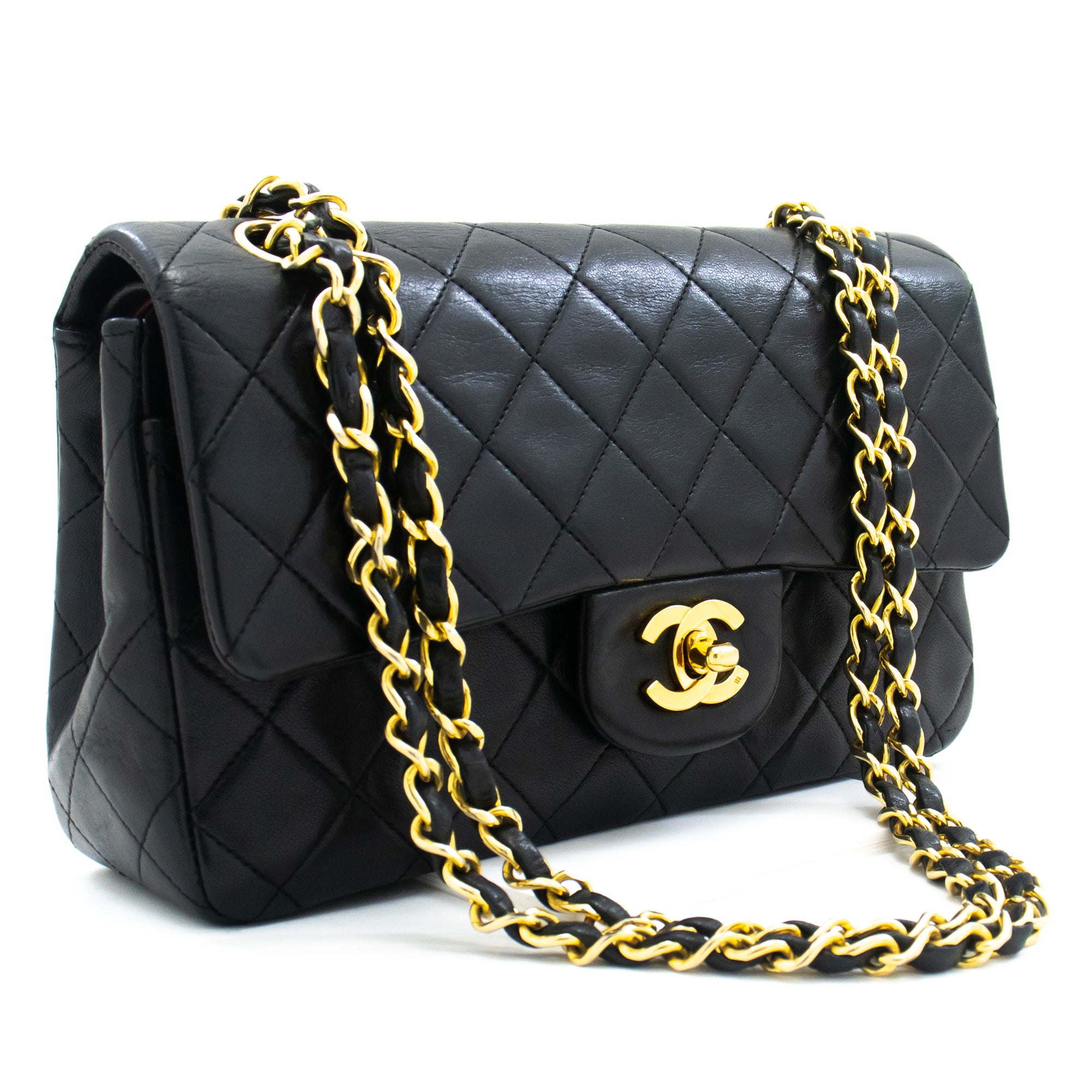 Chanel Vintage Chanel 2.55 9 Double Flap Black Quilted Leather