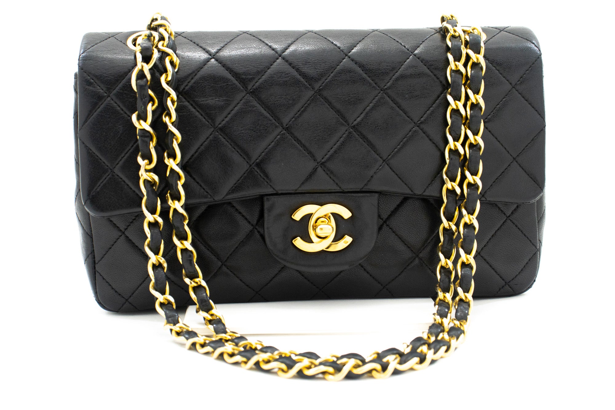 Chanel Classic Double Flap 9 Chain Shoulder Bag Black Lambskin L43
