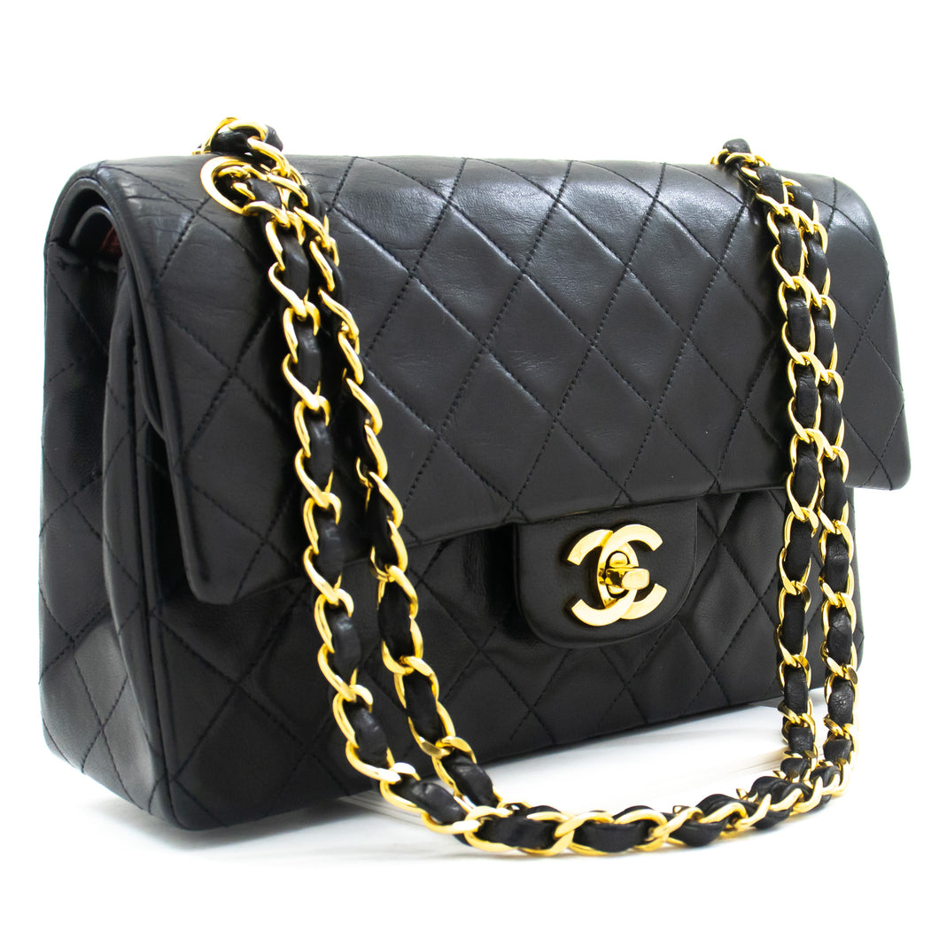 Chanel Full Flap Chain Shoulder Bag Clutch Black Quilted Lambskin K19