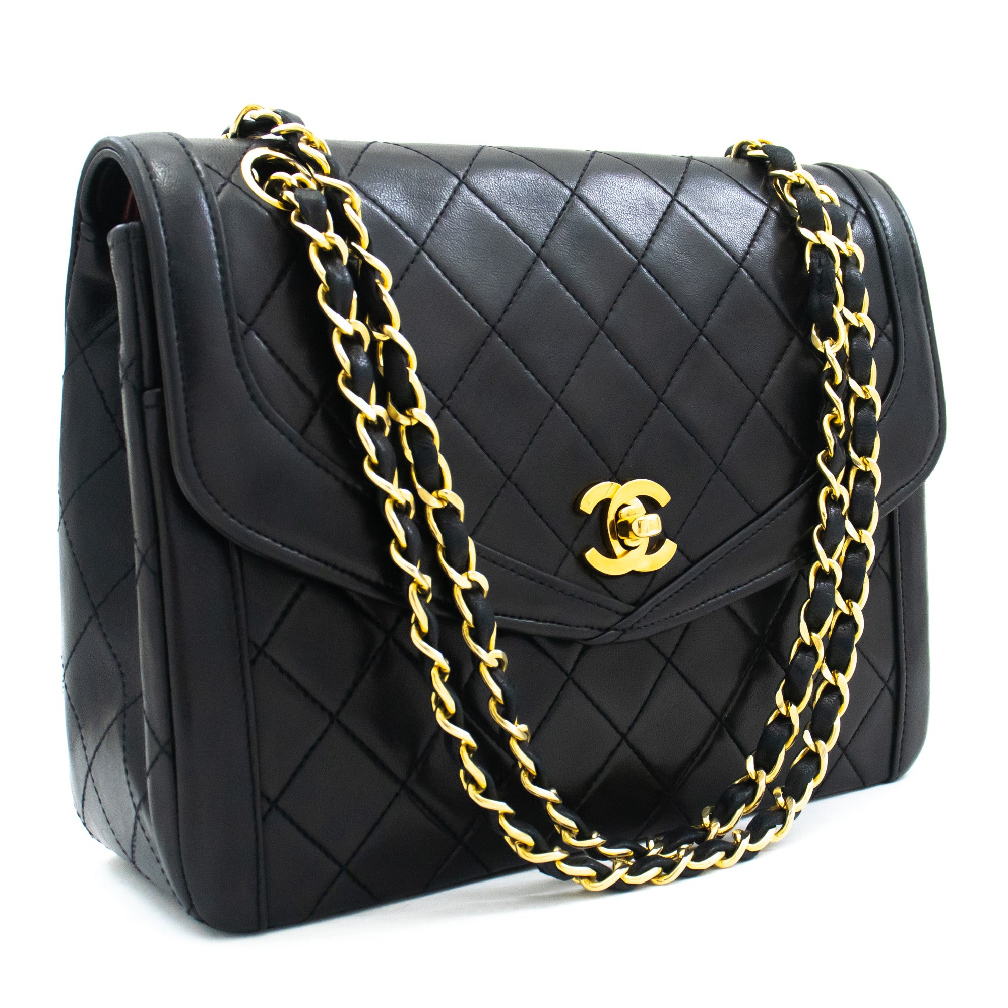 CHANEL Vintage Classic Chain Shoulder Bag Single Flap Quilted Lamb