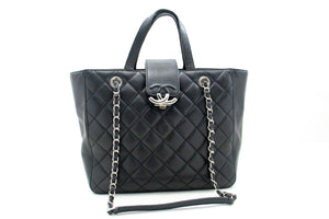 CHANEL 2 Way Chain Shoulder Bag Handbag Tote Black Caviar Quilted L64 hannari-shop