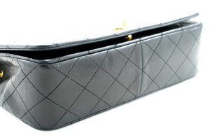 CHANEL schoudertas met volledige klep en ketting, zwarte gewatteerde portemonnee van lamsleer L61 hannari-shop
