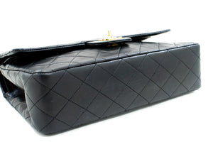 CHANEL Klassieke schoudertas met dubbele flap en ketting van 10 cm Zwart lamsleer L69 hannari-shop