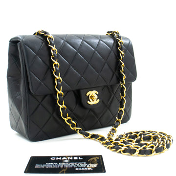 Chanel Classic Double Flap 10 Chain Shoulder Bag Black Lambskin K93
