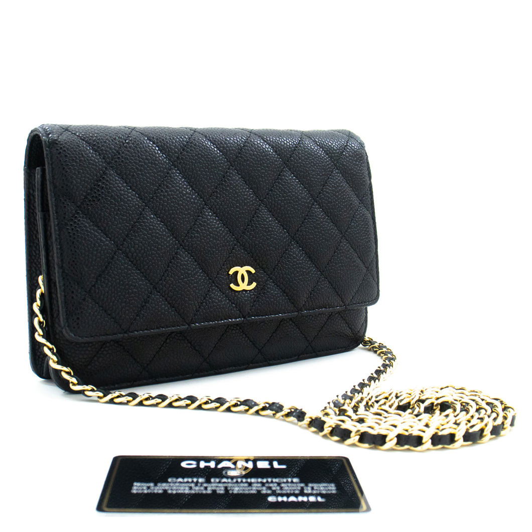 CHANEL Caviar Wallet On Chain WOC Black Shoulder Bag Crossbody L48 hannari-shop