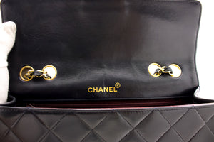 CHANEL Vintage Classic Chain Shoulder Bag Black Quiltted Flap Lamb c20 hannari-shop