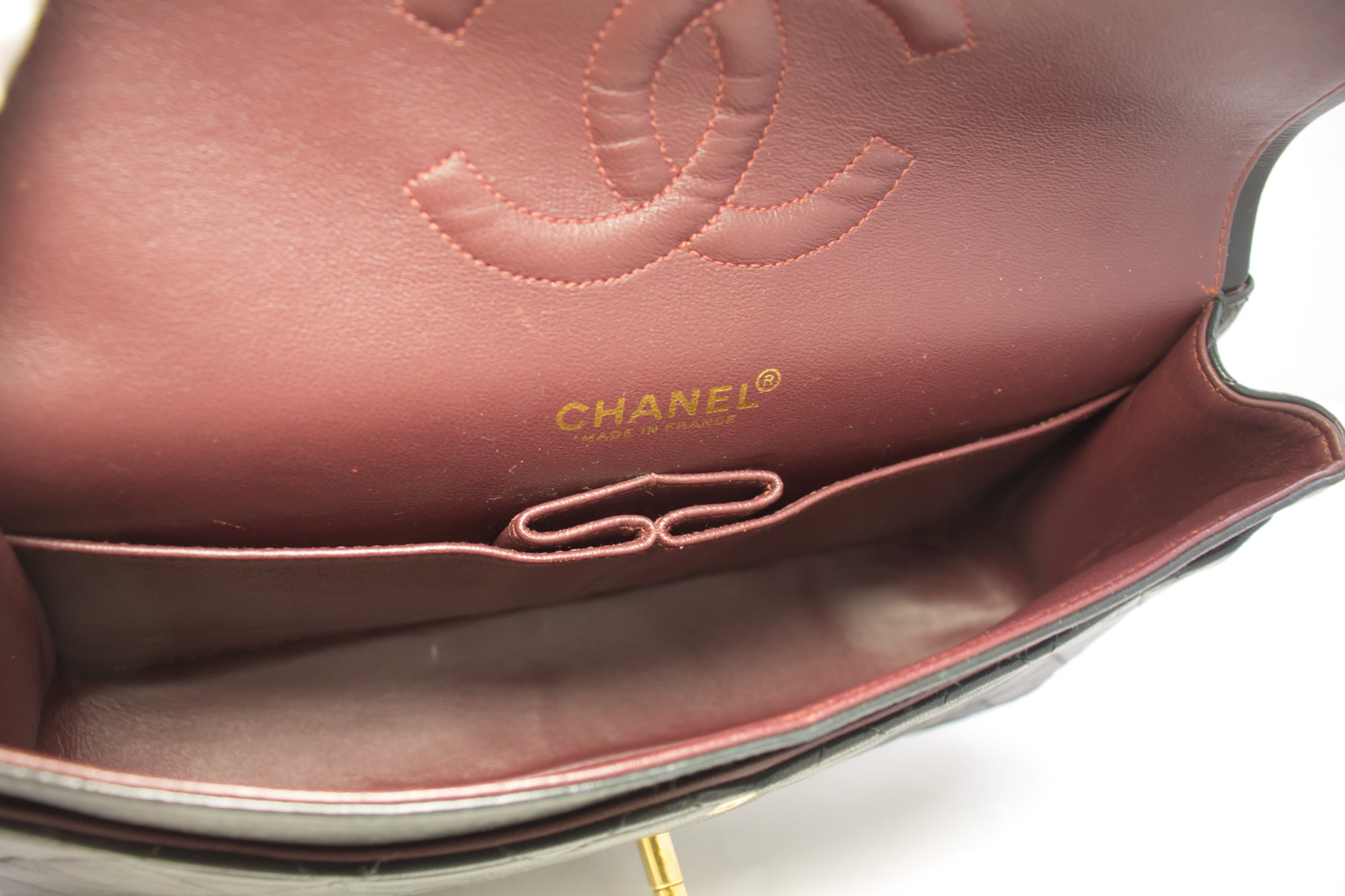 CHANEL 2.55 Double Flap Medium Chain Shoulder Bag Black Lambskin i51 –  hannari-shop