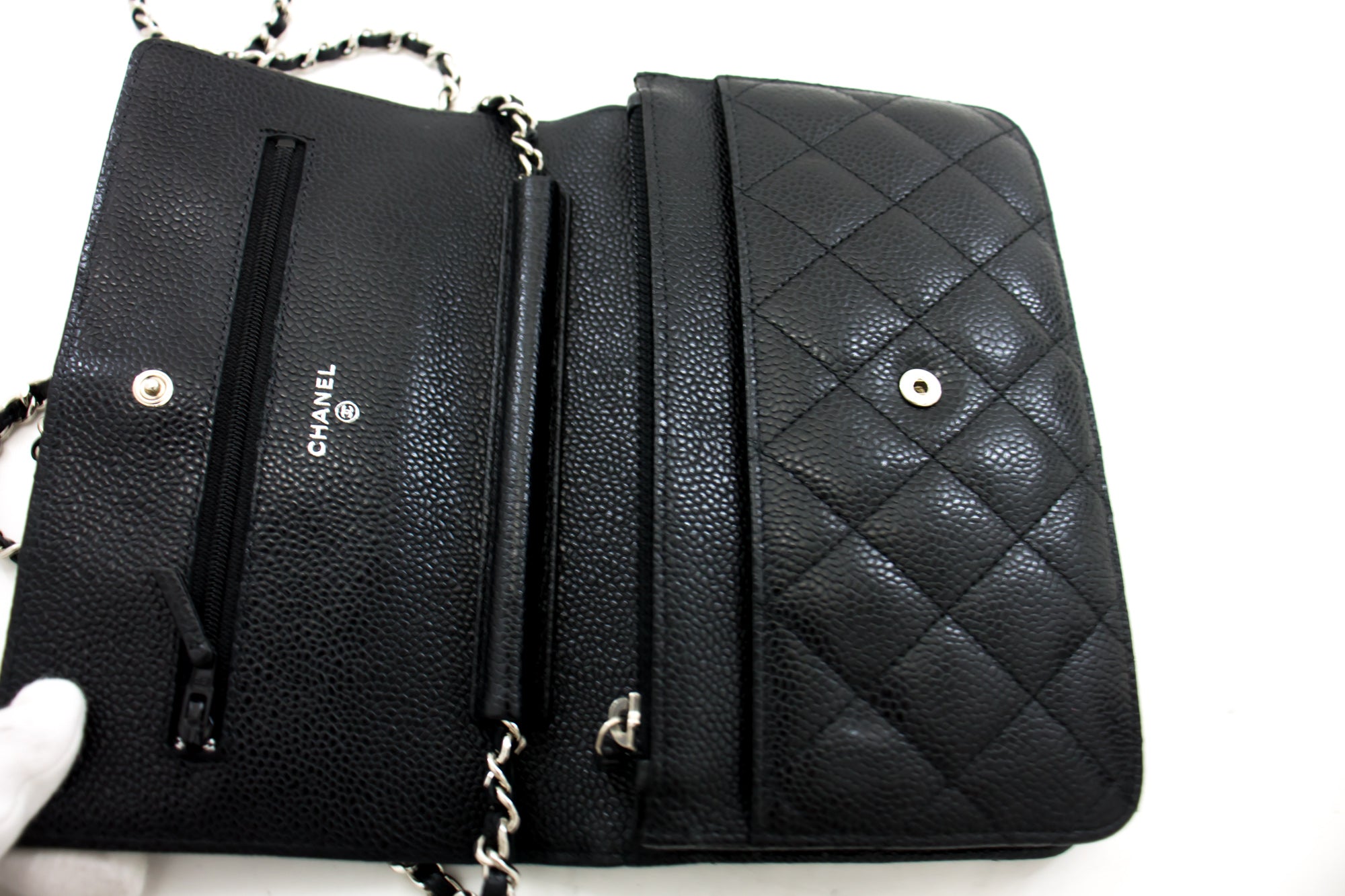 CHANEL Black Classic Wallet On Chain WOC Shoulder Bag Lambskin L35 – hannari -shop