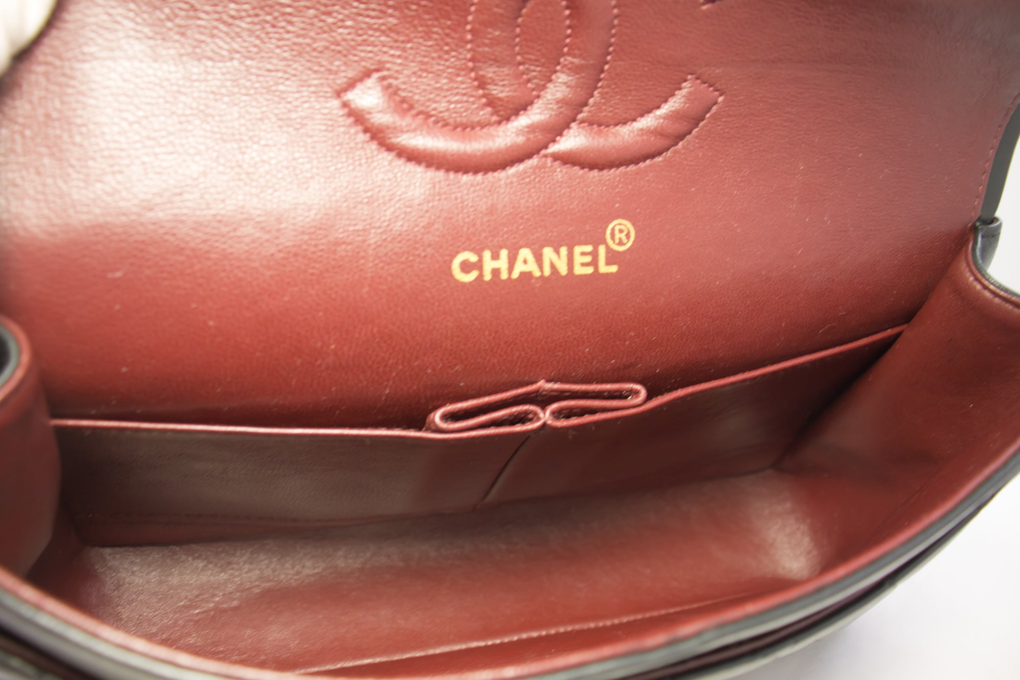 Chanel 2.55 Double Flap Chain Shoulder Bag Black Lambskin Handbag H50