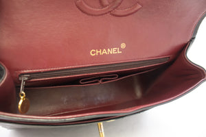 CHANEL 2.55 Τσάντα ώμου με τετράγωνη αλυσίδα με διπλό πτερύγιο Μαύρο δέρμα αρνιού i14 hannari-shop